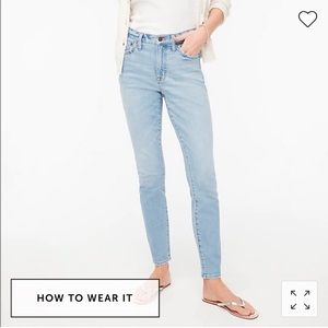 NEW! J.Crew 9" Mid Rise Skinny Jeans in All Day Stretch, Seaside Blue Wash